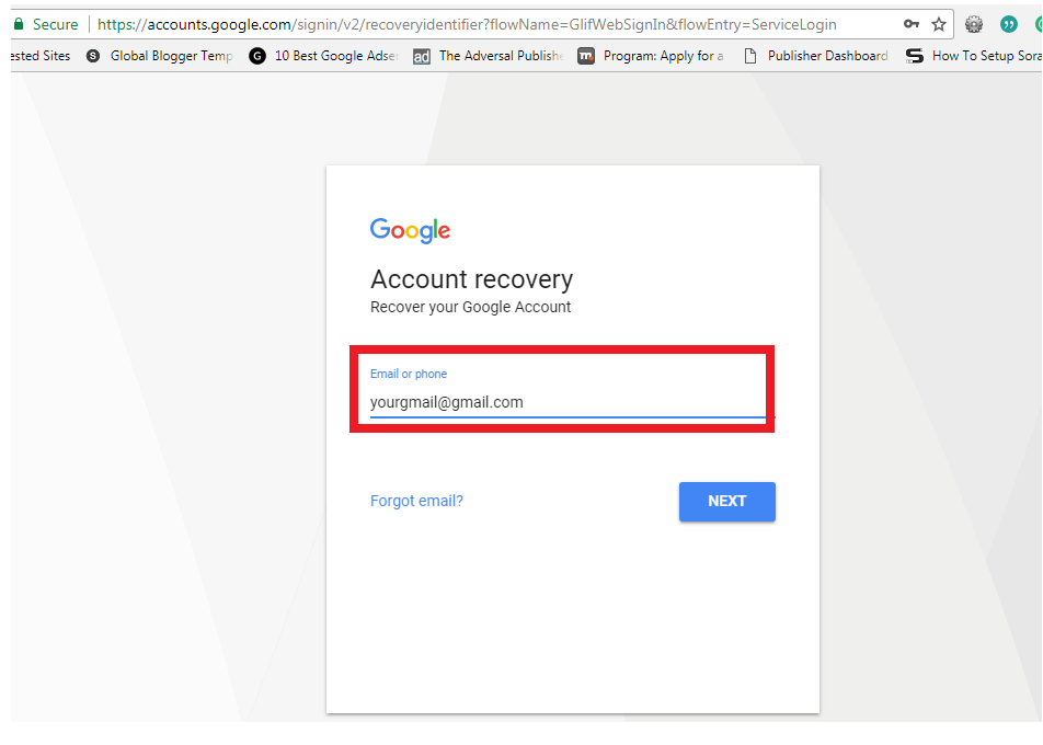 set up recovery email for gmail