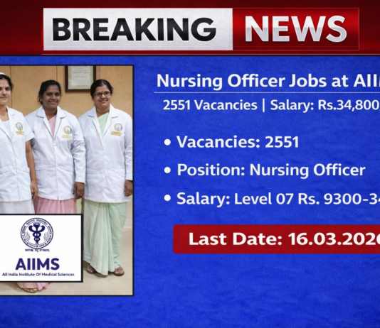 AIIMS NORCET 10 Recruitment 2026 – 2551 Nursing Officer Vacancies | Salary up to Rs.34,800
