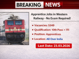 Western Railway Recruitment 2026 – 5349 Apprentice Vacancies | No Written Exam