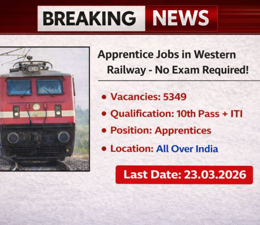 Western Railway Recruitment 2026 – 5349 Apprentice Vacancies | No Written Exam