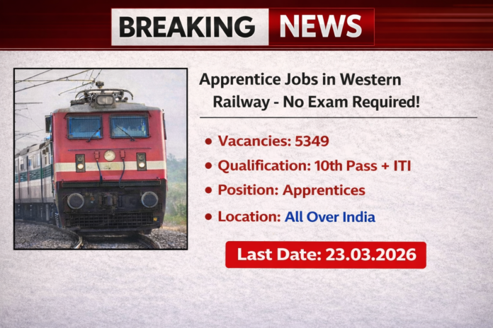 Western Railway Recruitment 2026 – 5349 Apprentice Vacancies | No Written Exam Western Railway Recruitment 2026 – 5349 Apprentice Vacancies | No Written Exam