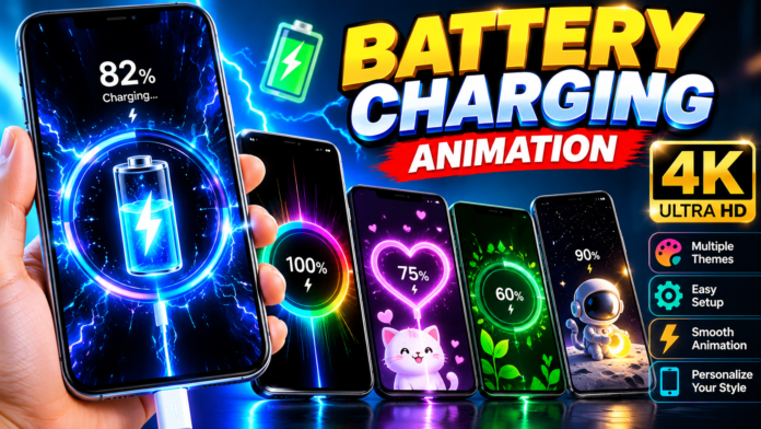 Neon Battery Charging Animation 4K